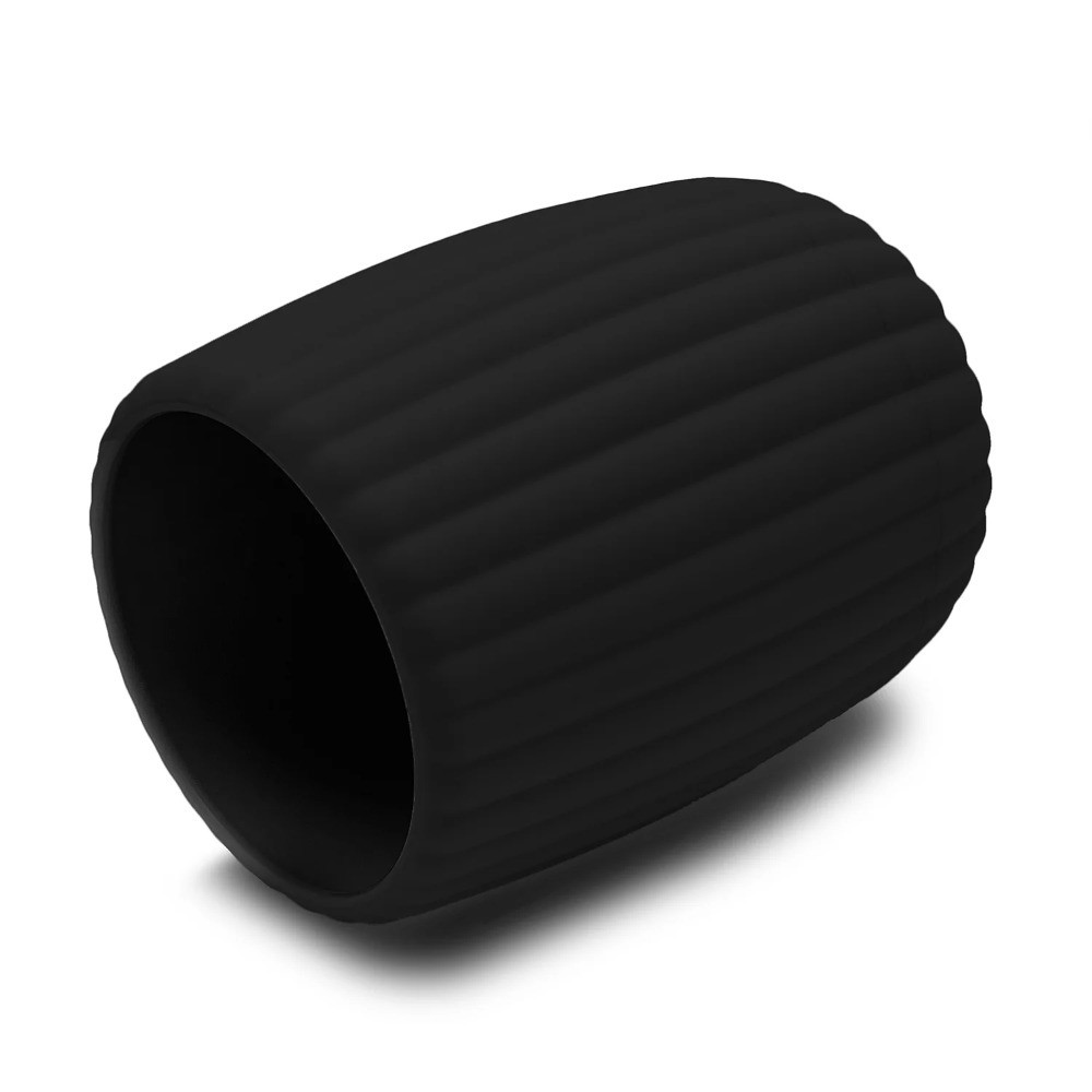 Rubberized Plastic Ribbed Toothbrush Holder, Black