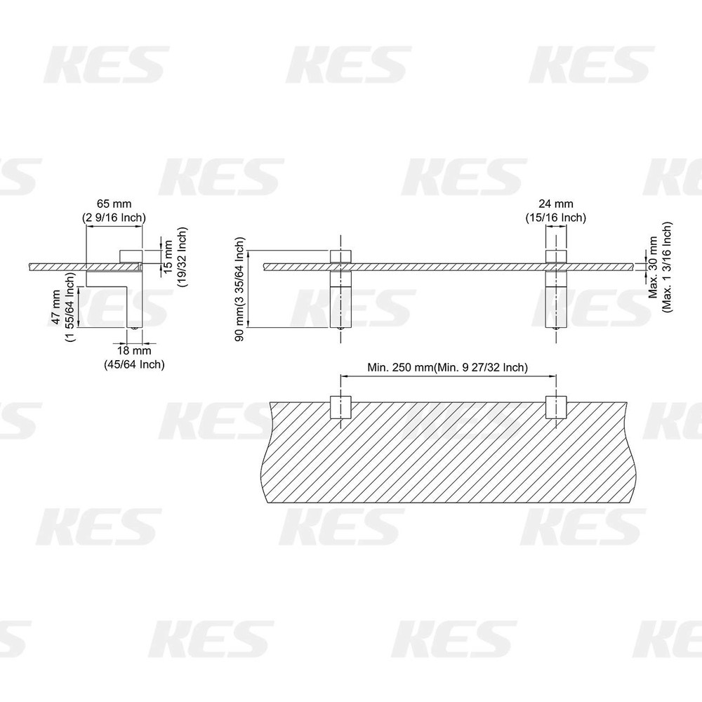 Glass Shelf Brackets Solid Metal Adjustable Floating 2 Pcs or One Pair Wall