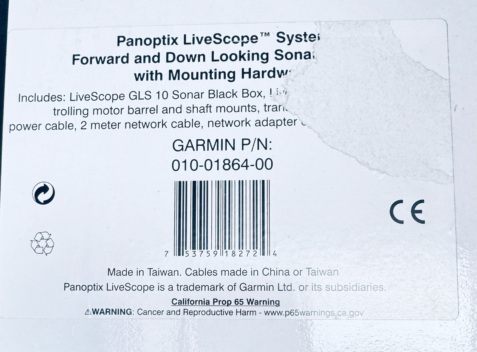 Garmin Panoptix LiveScope LVS32 Transducer With GLS 10 Black Box 010-01864-00