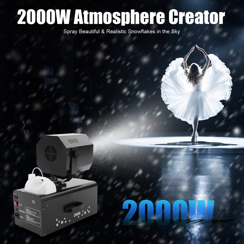 Snowflake Effect Machine 2000W Stage Snow Flake Maker 90° Rotatable w/Remote