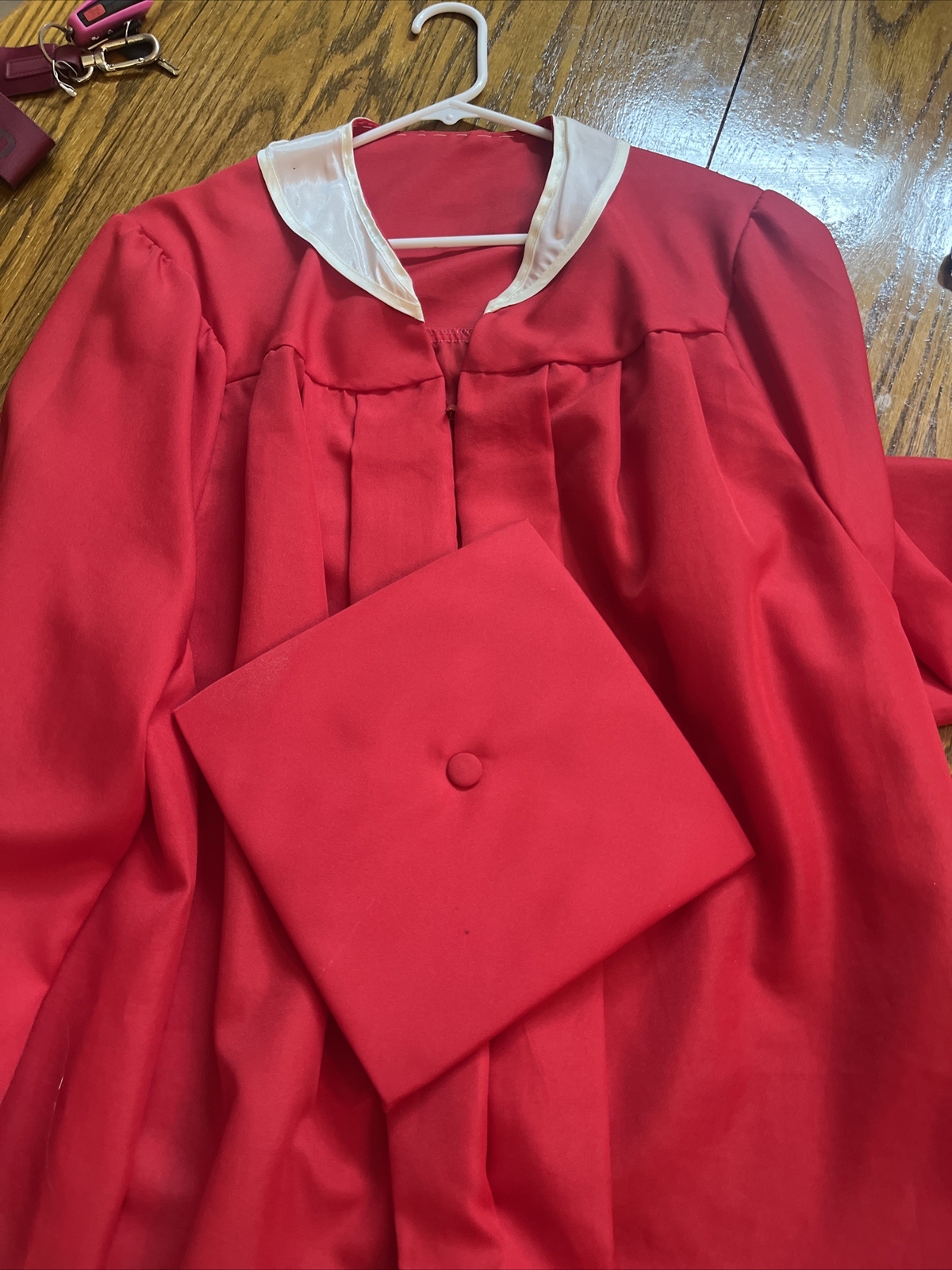 Red White High School Graduation Cap and Gown See Measurements
