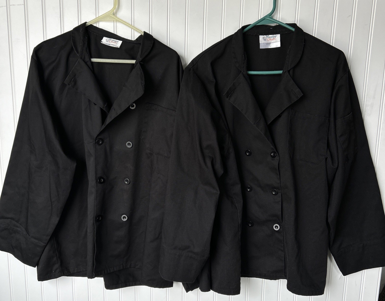 Happy Chef Men's Chef Coat Black Button-Down Long Sleeve L