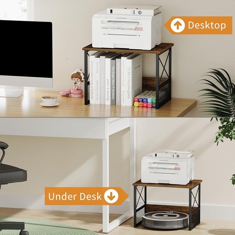 Sturdy Printer Stand Organizer Desk Multifunctional Storage Shelf Easy Assembly