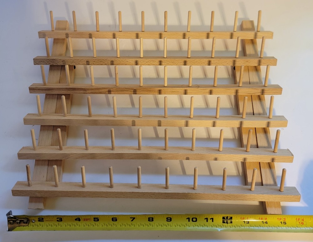 60-Spool Thread Spool Rack Wooden Thread Holder Sewing Organizer