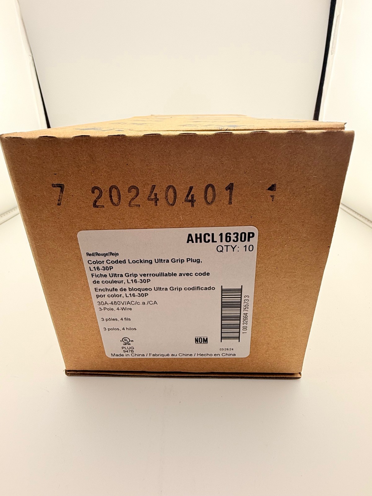 Eaton AHCL1630P HBL2731 71630NP L16-30P 30 Amp 480V Twist Lock Male Plug NEW