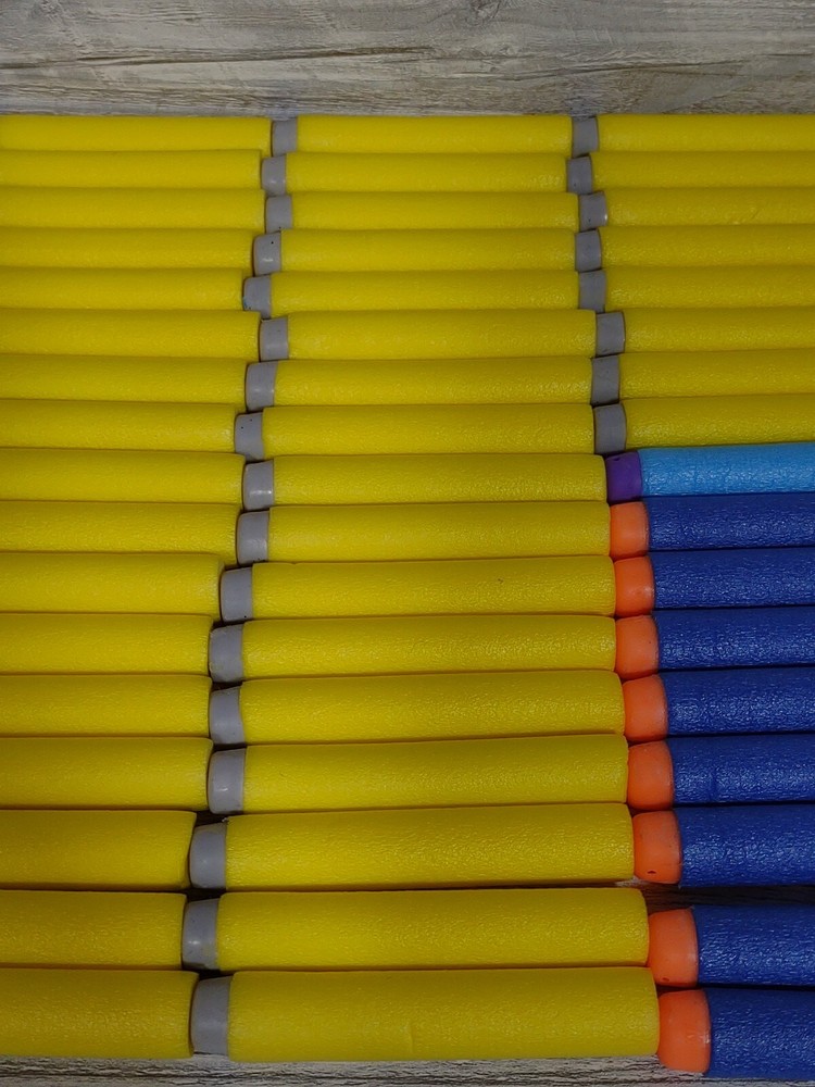 72 Yellow and Blue NERF Replacement Darts Refill Extra Flat Tip