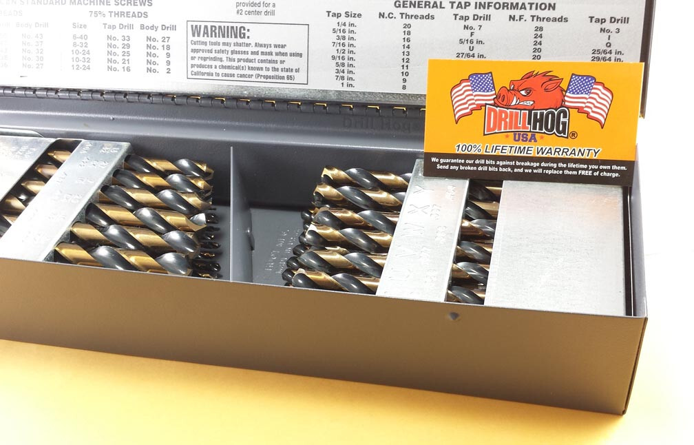 Drill Hog® 115 Pc Drill Bit Set Letter Number HI-Molybdenum M7 Lifetime Warranty