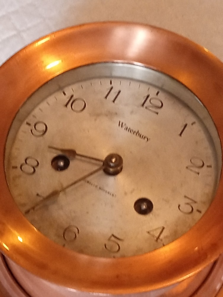 RARE WATERBURY SHIPS Clock & Barometer Working condition