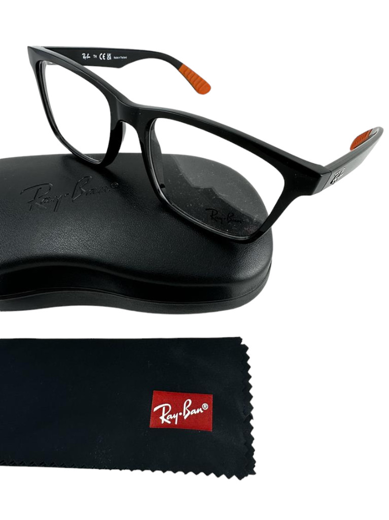 Ray Ban NEW Black Square Fashion Frames 55-17-145 Eyeglasses RX7025 Demo Lens
