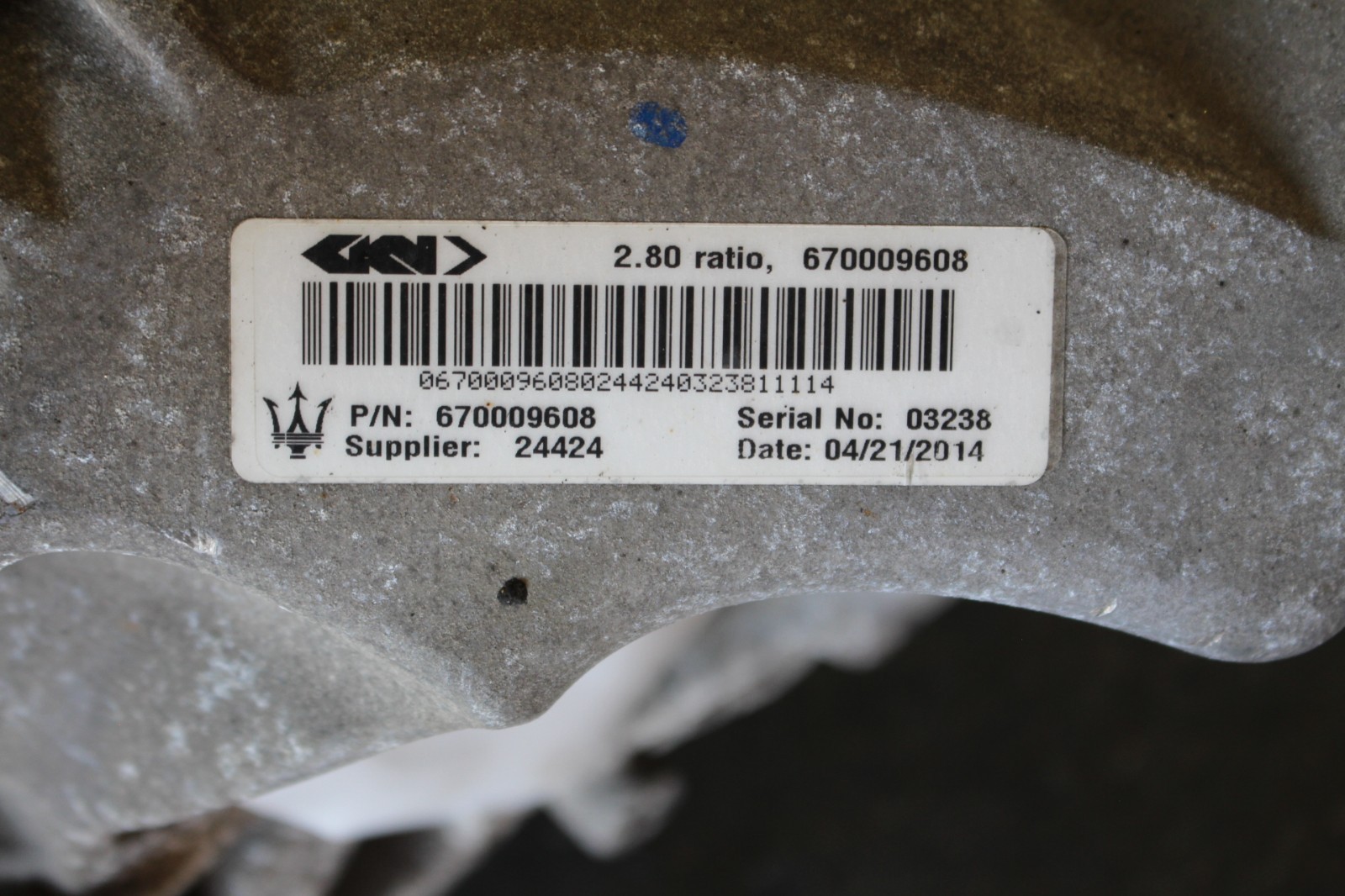 Maserati Quattroporte, Ghibli, Rear Differential, Used, P/N 670009608