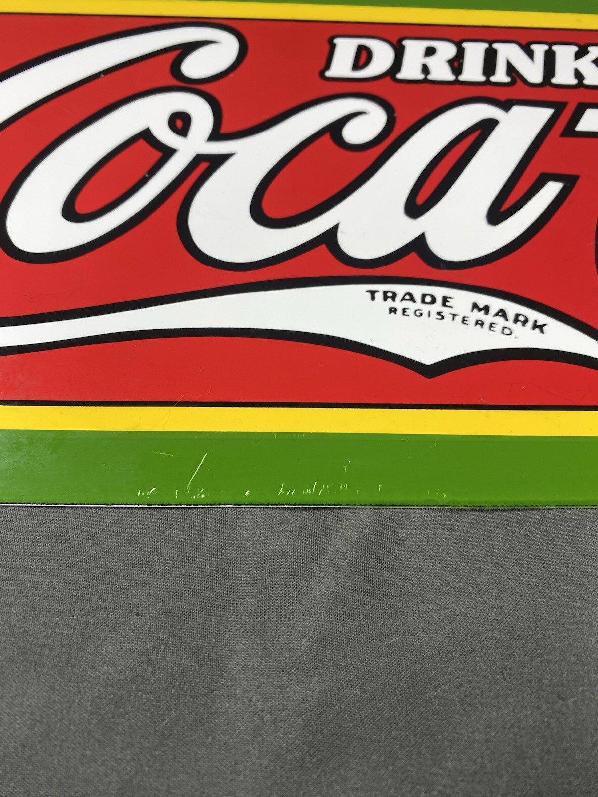 Drink Coca Cola Trade Mark Porcelain Sign 18x6”