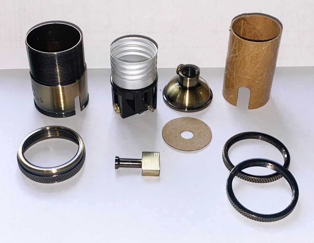 VINTAGE STYLE ANTIQUE BRASS PADDLE SWITCH MED BASE LAMP SOCKET UNO THREAD