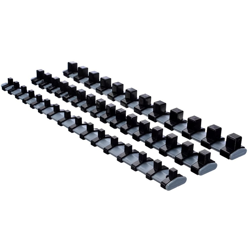 3PC Socket Organizer Mountable Sliding Holder Rail Rack Tool Storage 1/4 3/8 1/2