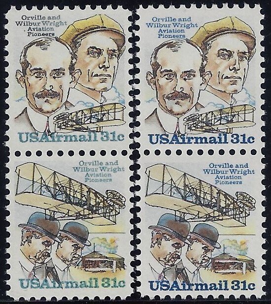 C91 - C92a Inking Error / EFO Dark Blue Eng Underinked "Wright Brothers" Mint NH