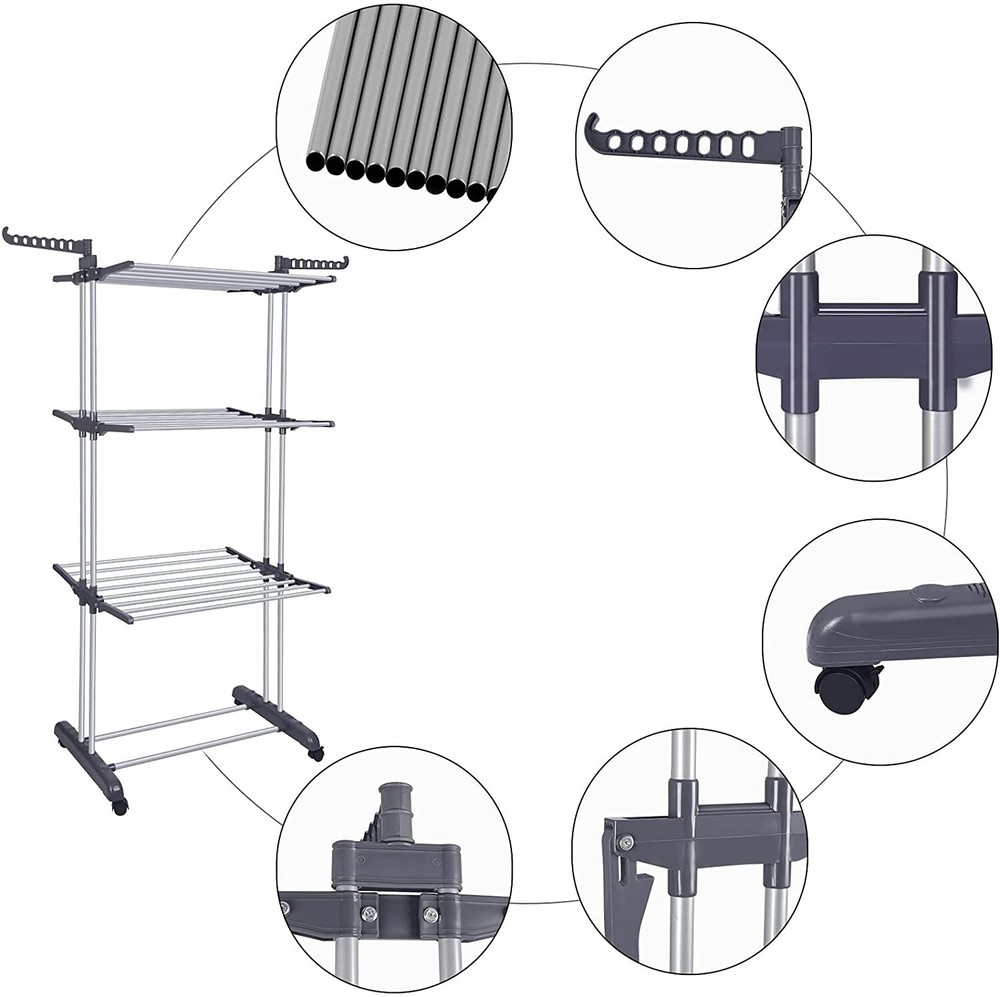 Rolling Clothes Drying Rack Laundry Rack Foldable Tendedero Para Secar La Ropa