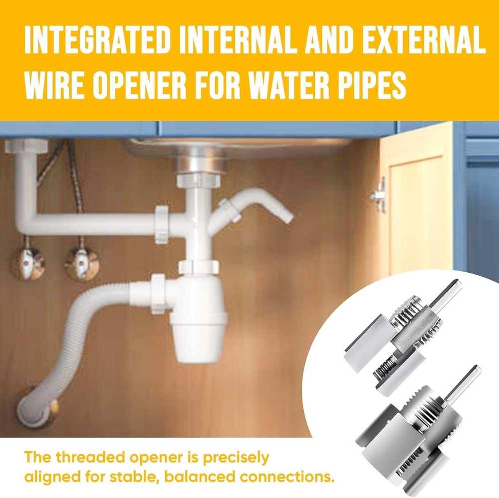 2PCS Integrated Internal & External Pipe Threading Tool with 1/2'' & 3/4'' Di...