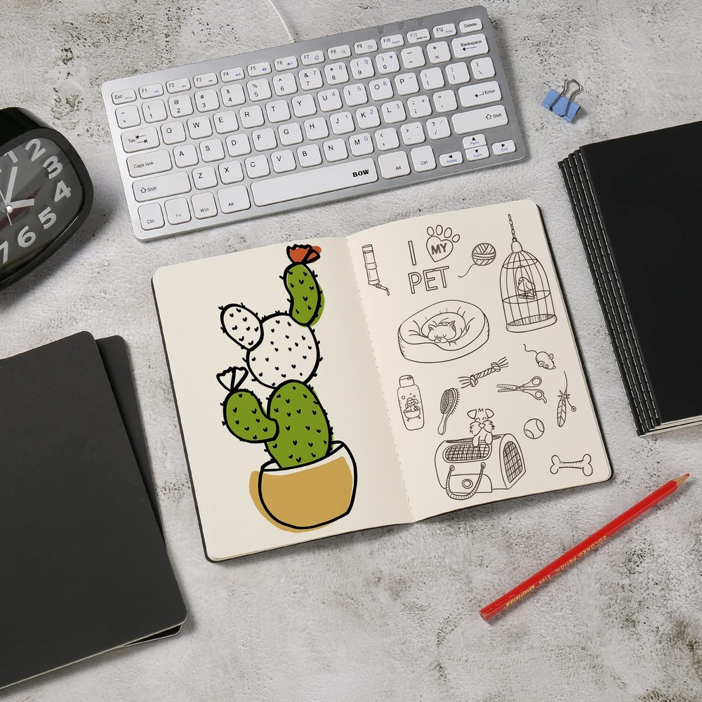 24 Pack Blank Notebook & Journal Bulk, Black Cover, Unlined Plain Thick Paper...