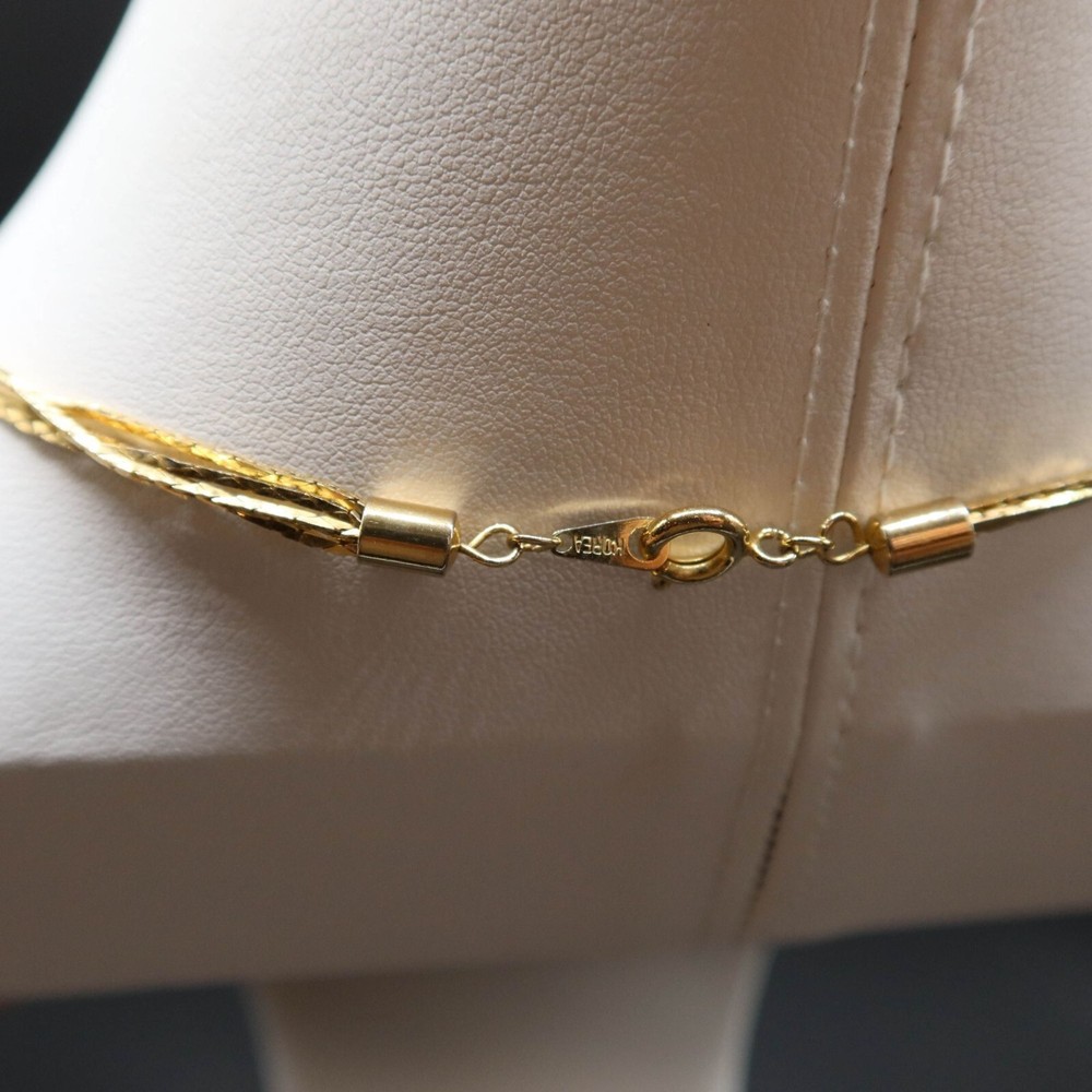 UNSIGNED Goldtone Multicolor Beaded 4 Strand Station Necklace