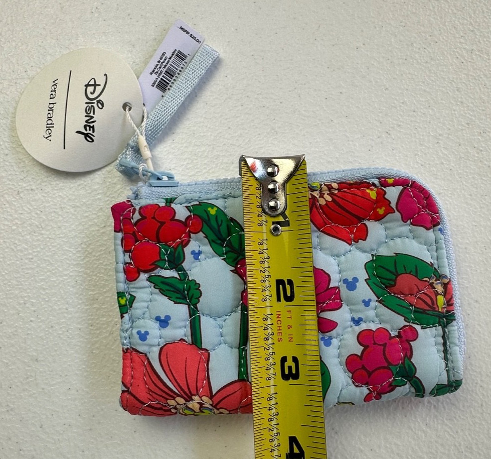 Vera Bradley Disney Mickey Meadow Card Pouch Zip Key Ring NWT Hidden Mickey