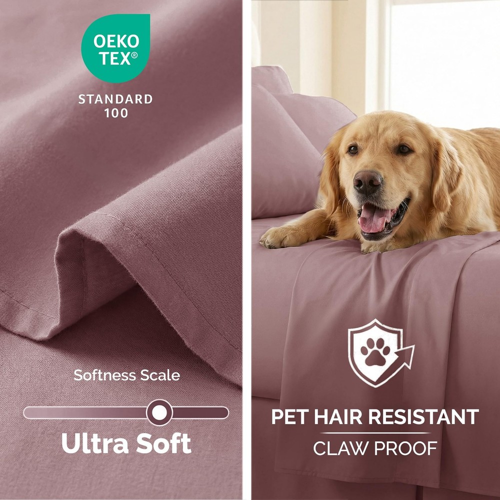 , Inc. 2-Pack King Flat Sheet Only, Premium Oversized Bed Sheets, King Size T...