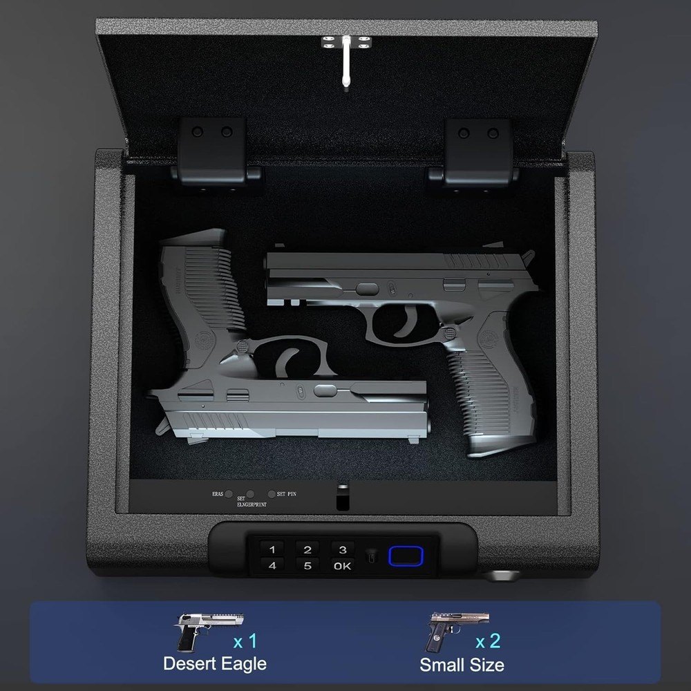 Secure Fingerprint Handgun Safe with Key