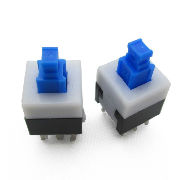 100 PCS 8*8mm 8X8mm Blue Cap Self-locking Type Square Button Switch NEW