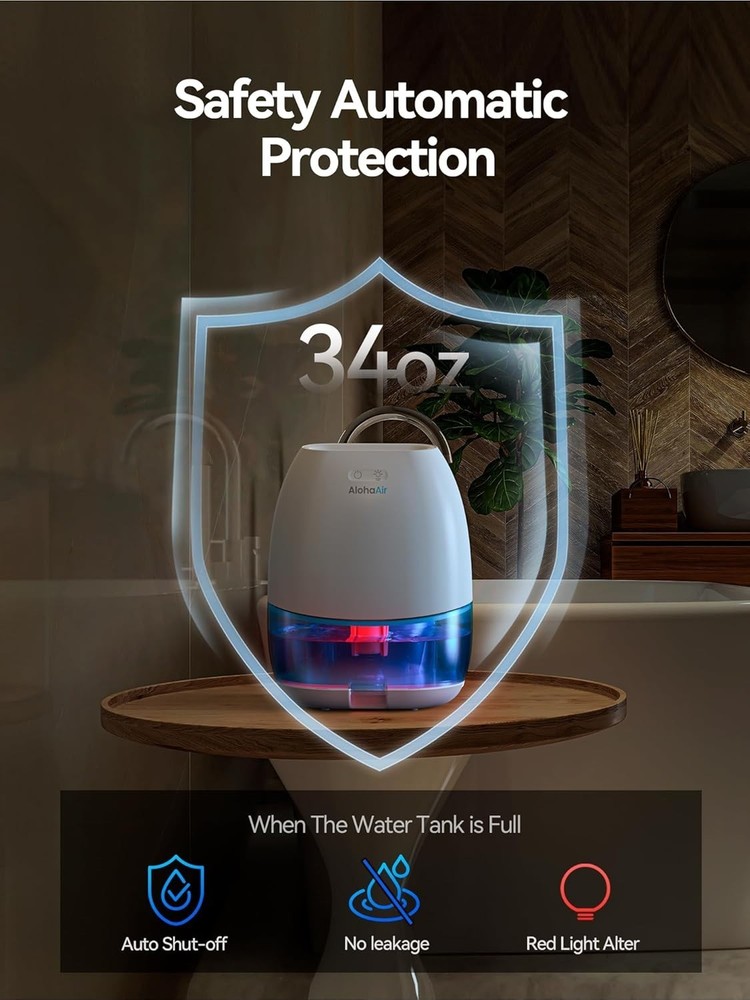 High-Efficiency Small Dehumidifier for Home, 200ft² with Auto Shut-Off Feature