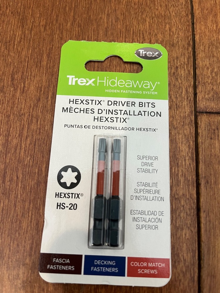 Trex Hideaway Hexstix HS-20 Driver Bits (2 Pack) THB2PK01