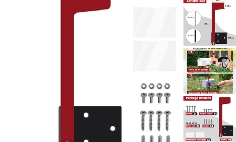 Mailbox Flag Replacement Kit, Galvanized Steel Flag for Post-mount Flag