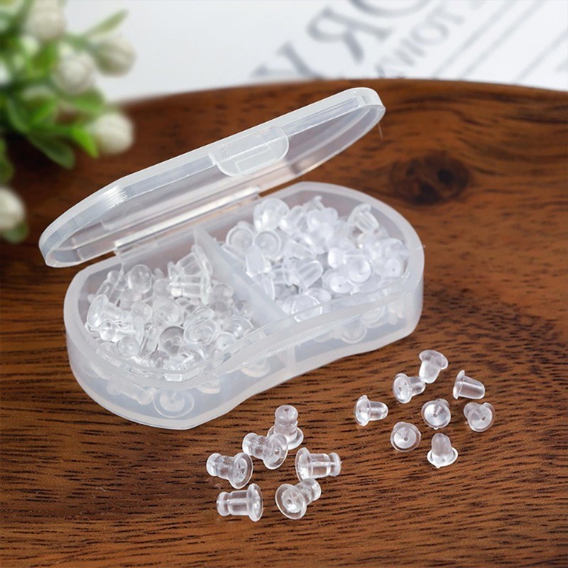 100PCS Soft Silicone Earring Backs - Lightweight Secure Fit, Ear Protection
