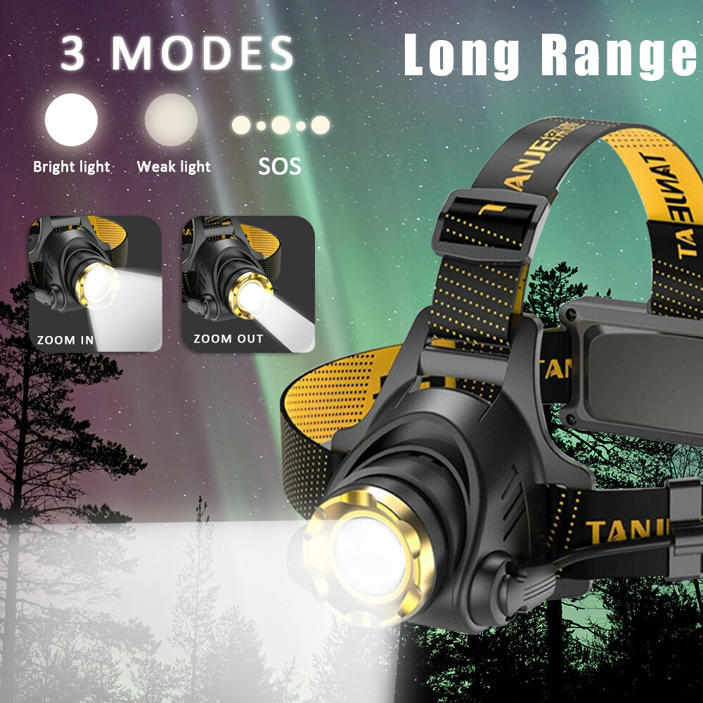 2 Pack 1200000lm LED Headlamp Headlight Flashlight Adjustable Head Torch 3 Modes