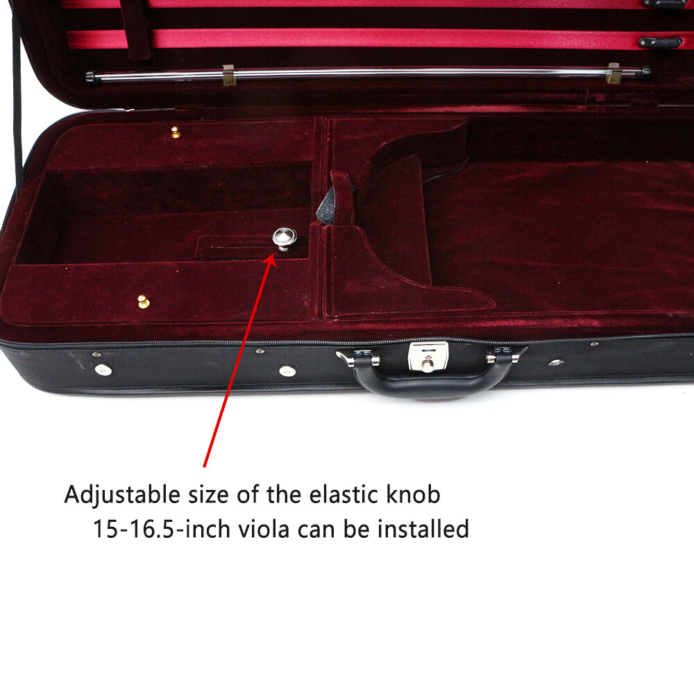 15-16 Inch Viola Case 2pcs bow holder soft cloth inside Strong Light Durable Box