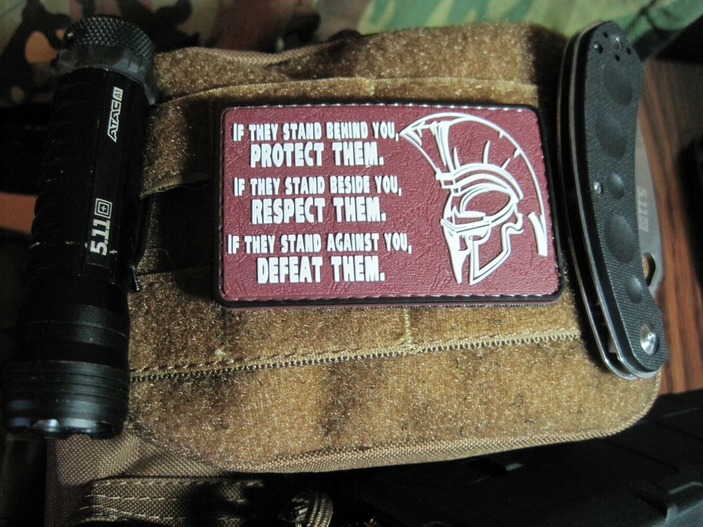 TACTICAL MORALE PVC PATCH "IF THEY STAND BEHIND YOU - PROTECT THEM" HOOK BACK