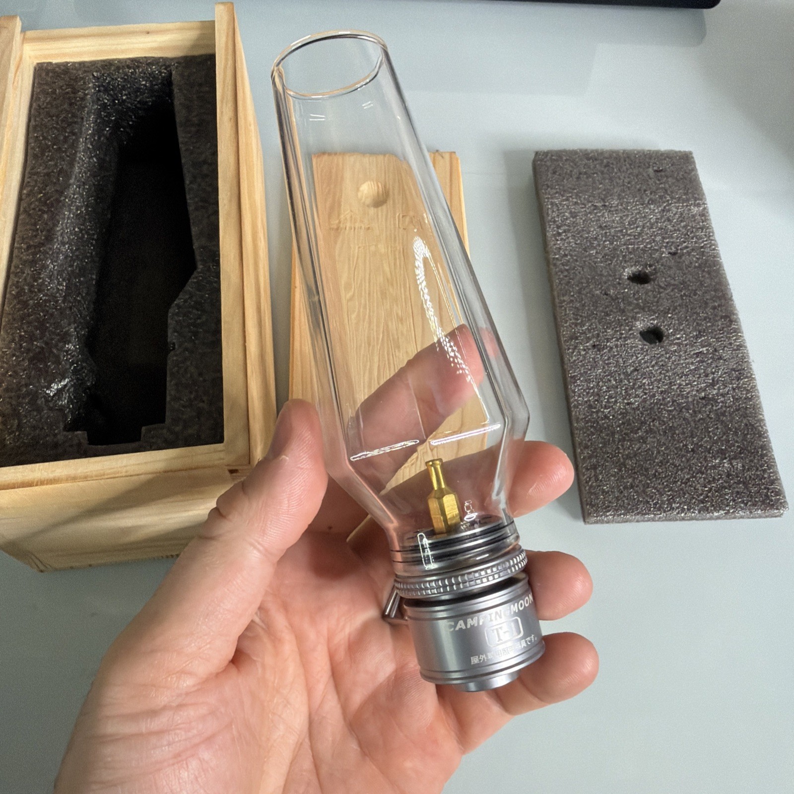 CAMPINGMOON Camping Gas Lantern with Wooden Lantern Case T-1