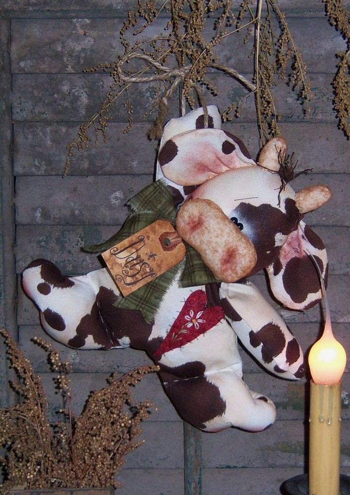 Primitive Raggedy Daisy Spotted Cow Doll Paper Pattern #196