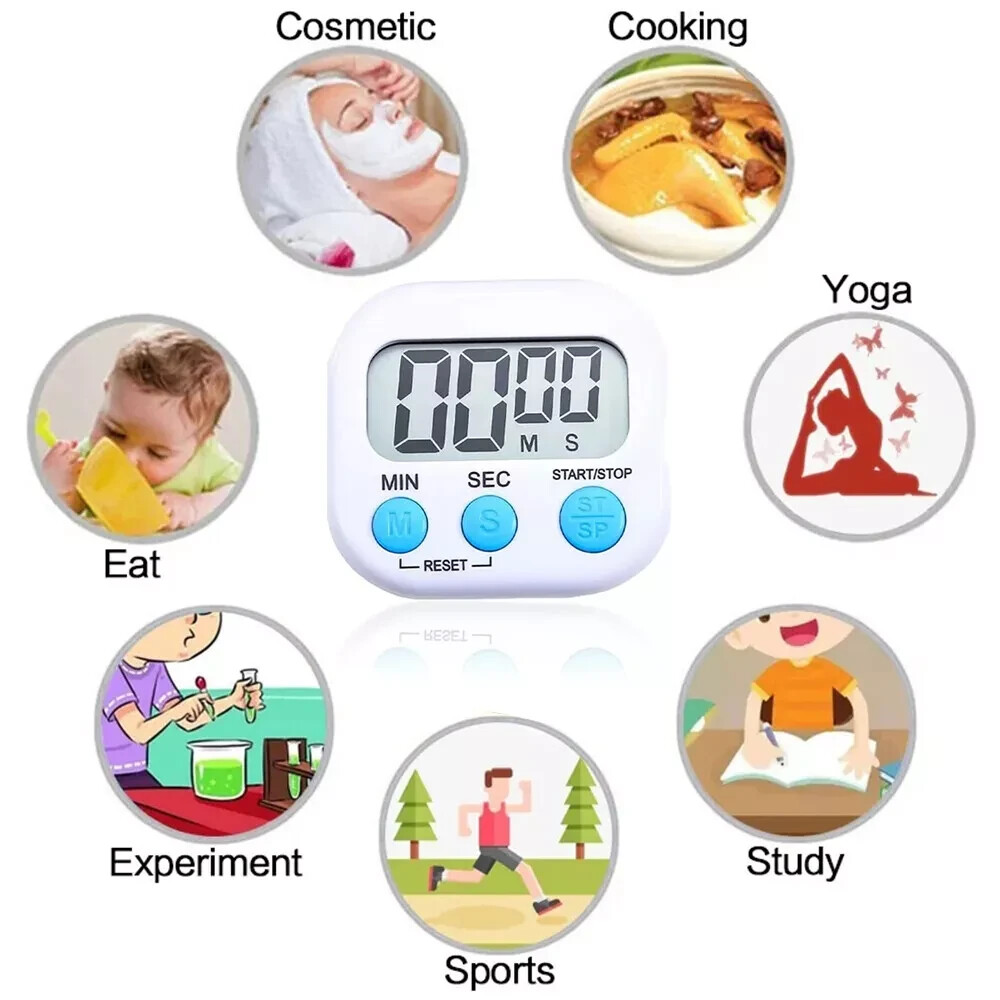 Large LCD Digital Kitchen Cooking Timer Count Down Up Clock Loud Alarm Magnetic