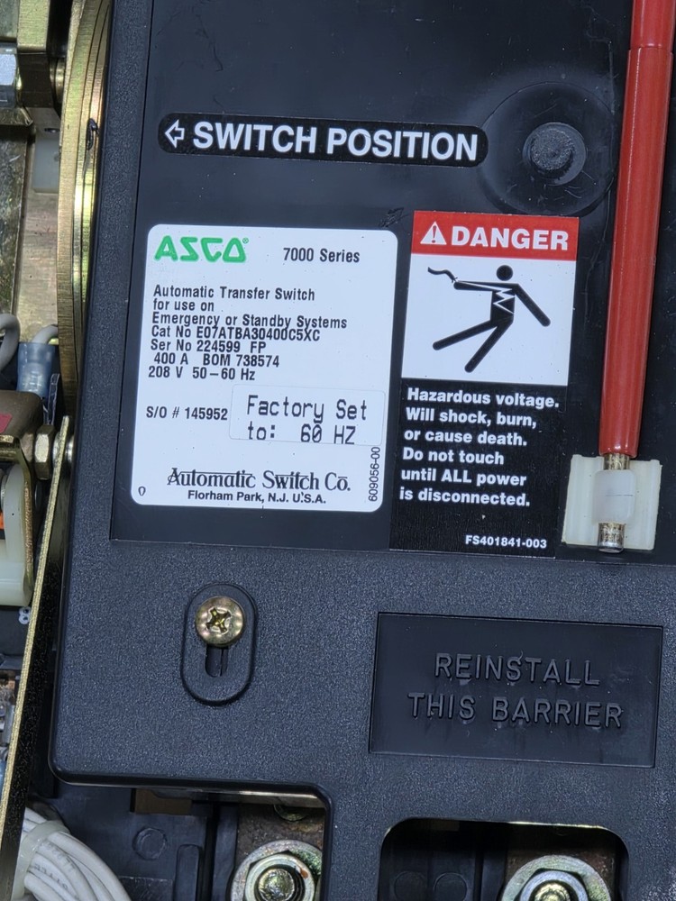 Asco Automatic Transfer Switch Series 7000 - Contactor 400A E07ATBA30400C5XC #2