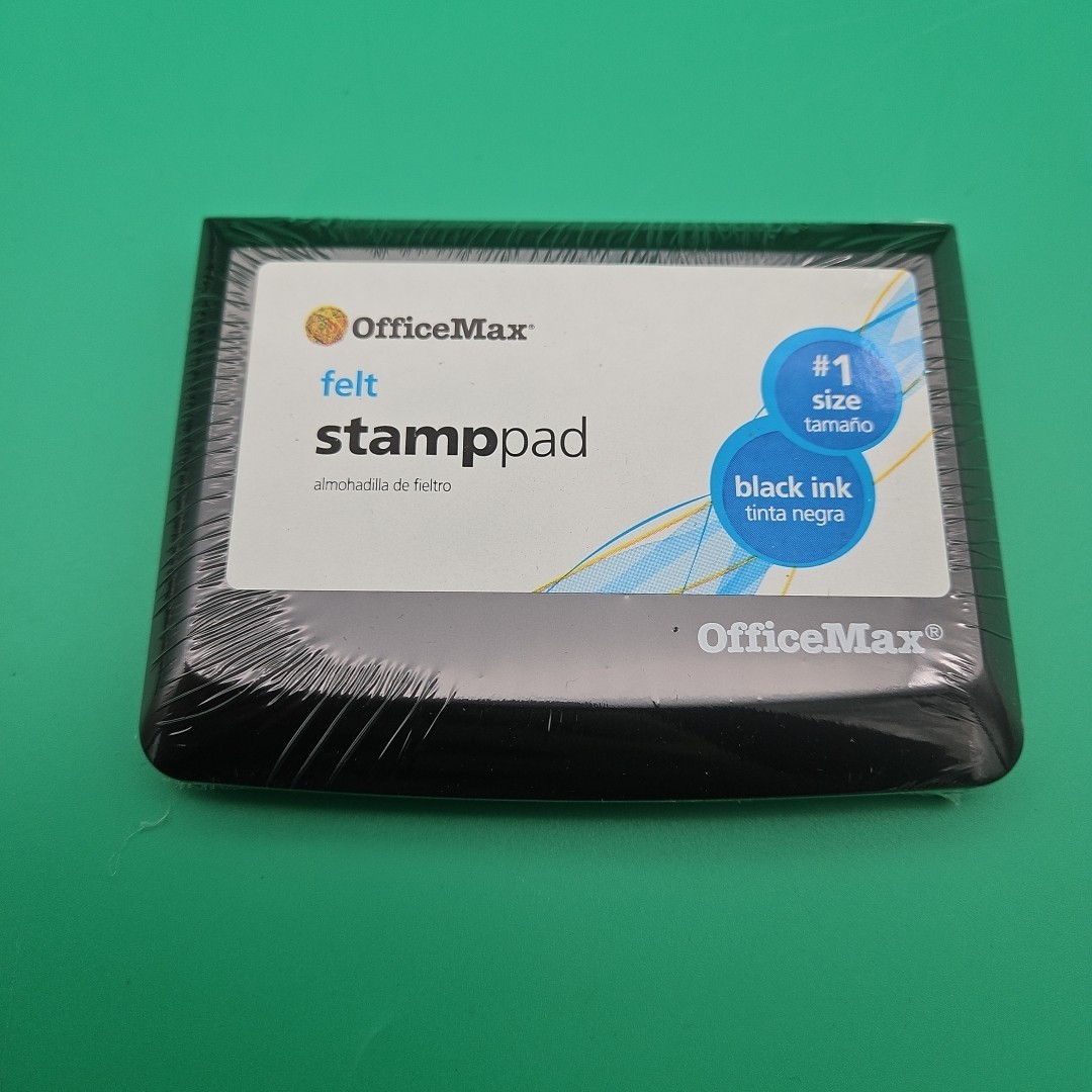 Lot of 4 Office Max Felt Stamp Pad Size #1 Black Brand New Sealed Ink