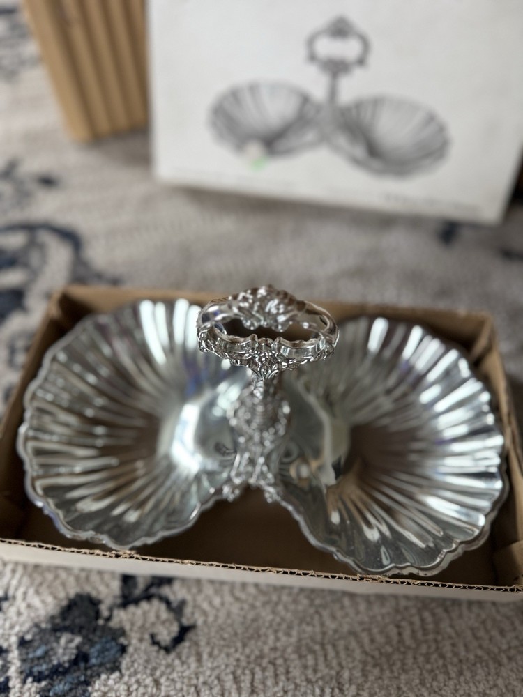F.B. Rogers Silver Company Double Shell Bonbon Dish Silver Plated