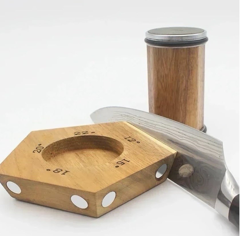 Acacia Rolling Knife Sharpener 4 Diamond 2 Corundum discs 5 Magnetic Angles