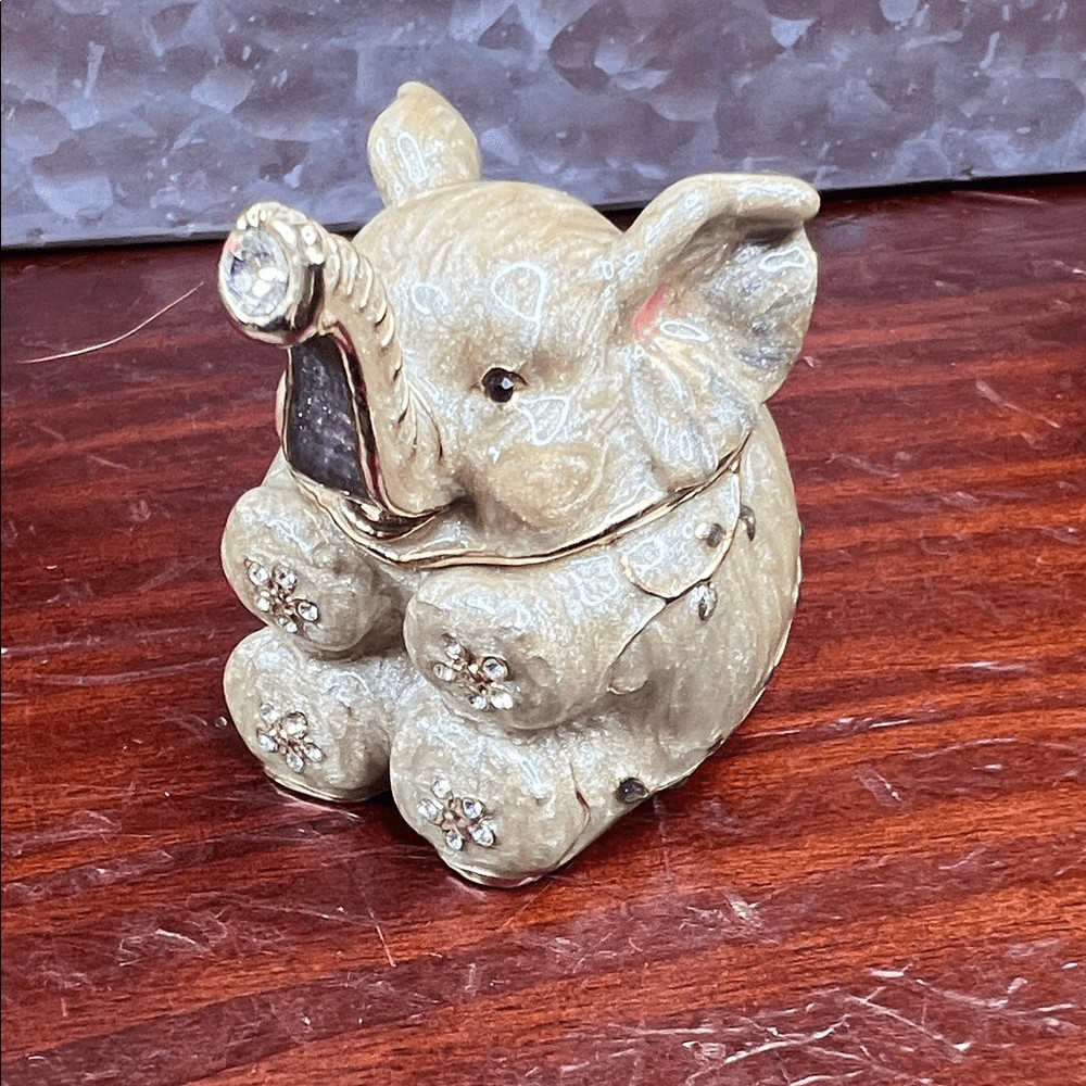 Enamel Elephant Trinket Box