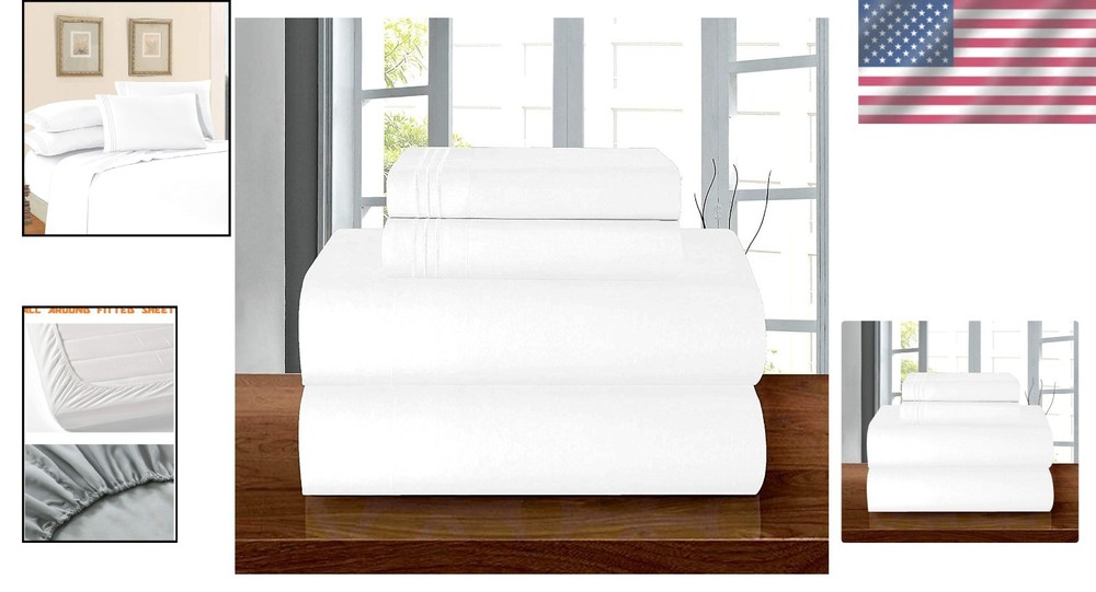 Luxury Bedding Set King Microfiber 1500 Thread Count All Around Elastic Deep ...