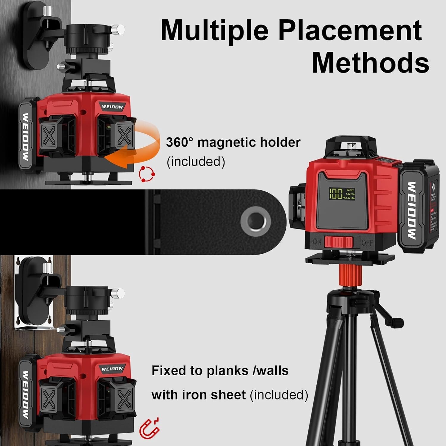 Laser Level Self Leveling with Tripod 4x360° Cross Line Laser for Construction