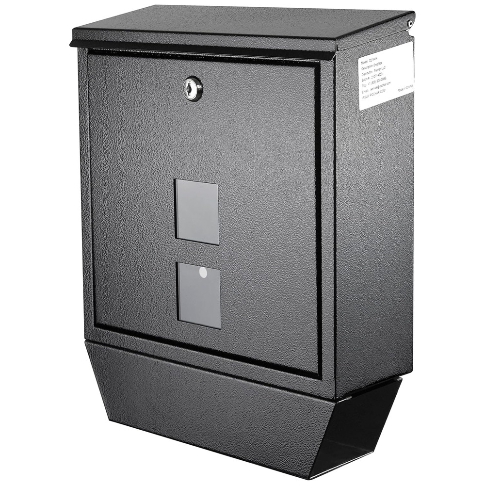 Wall Mount Locking Mailbox with Newspaper Holder, Rainproof Galvanized Mail Box
