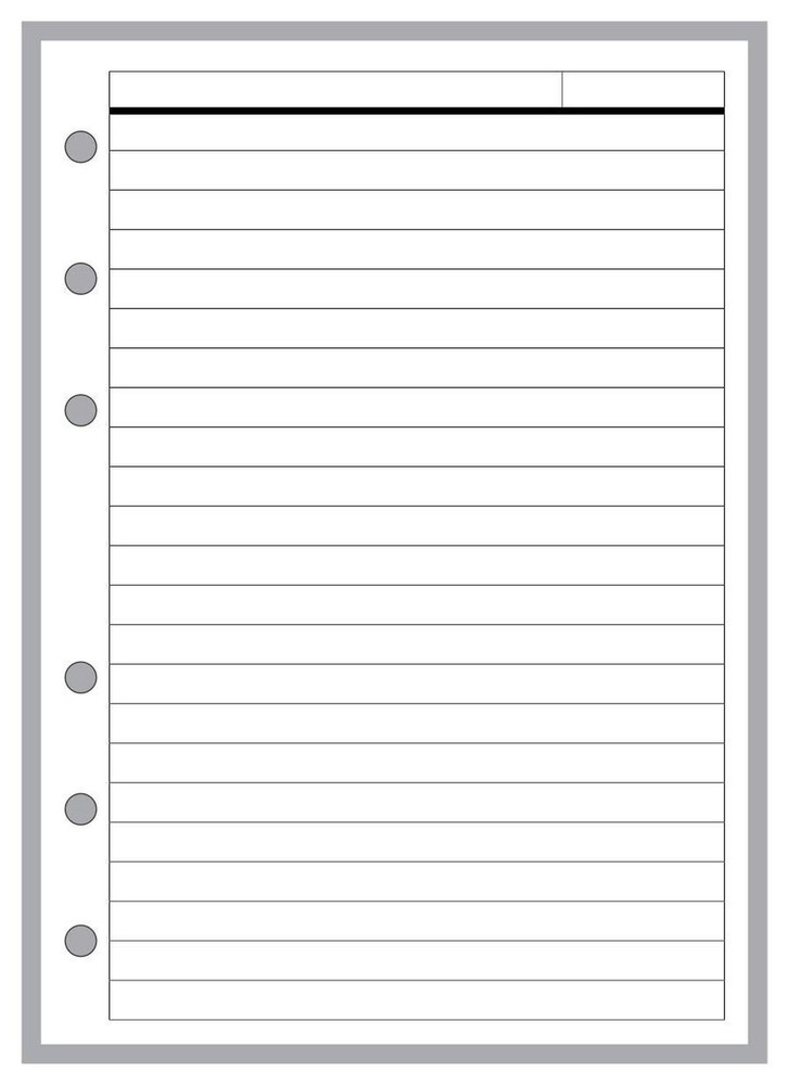 A6 Size Note Paper Planner Insert with Subject Line, for 6-Ring Binders (4.1"...
