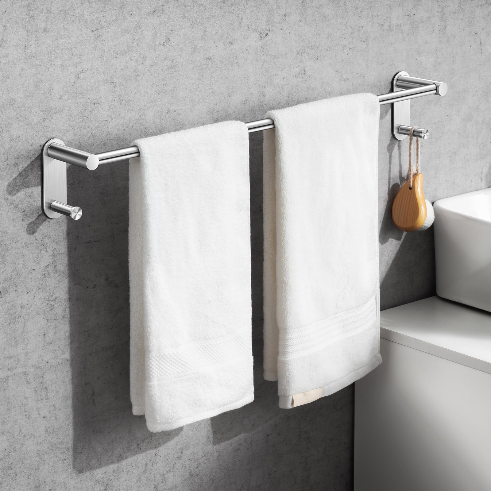 24 Inch Adhesive Towel Bar - Stainless Steel Stick on 24 inch, Brushed Nickel