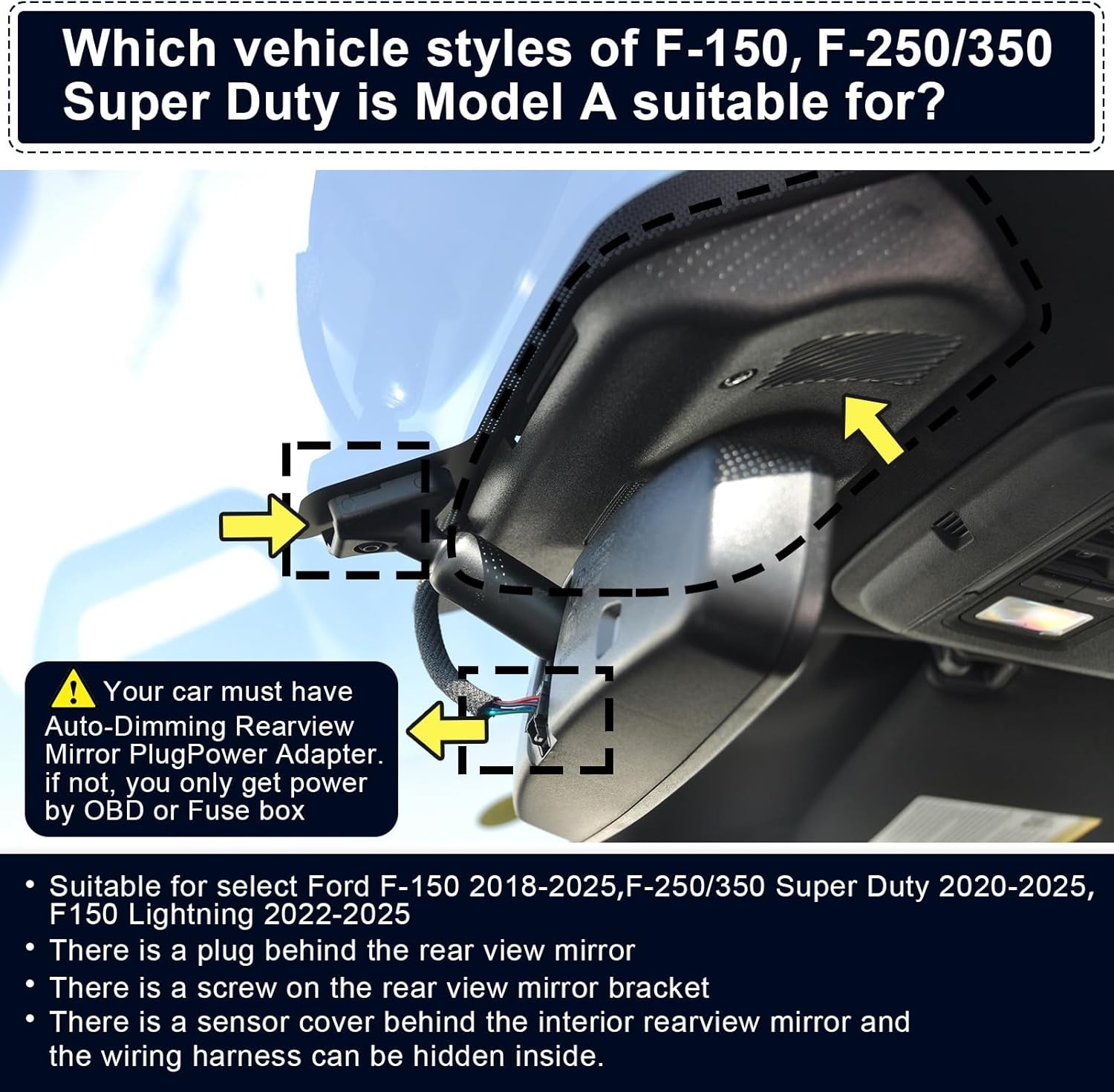 Mangoal Front 4K & Rear 1080P Dash Cam for Ford F150 F250/F350/F450 Super Duty