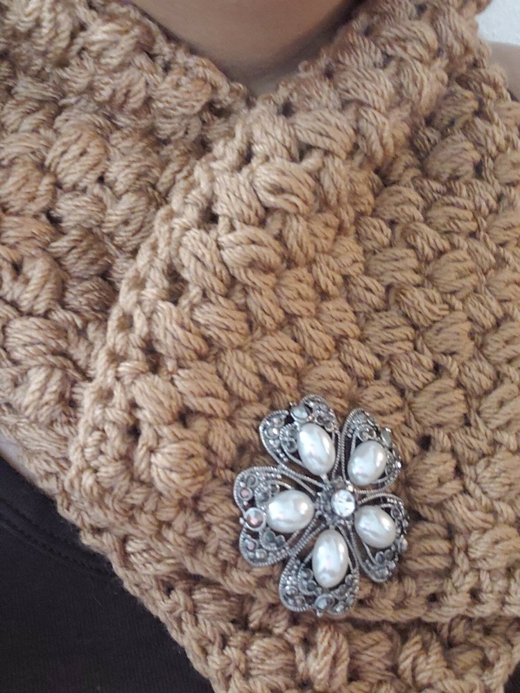 Hand crocheted beige Neckwarmer