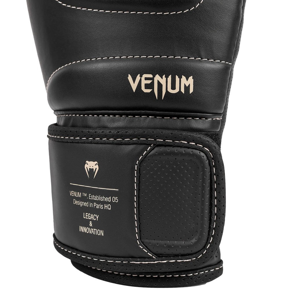 Venum Impact EVO Hook and Loop Boxing Training Gloves - Black/Beige