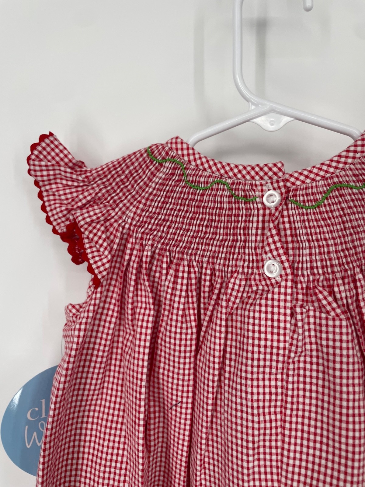 Classic Whimsy Girls Strawberry Smocked Dress Size 18 mo Red Gingham NWT